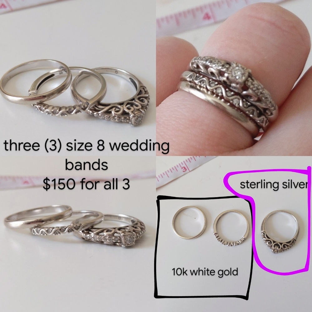 Wedding Bands - 10k White Gold and Sterling Silver